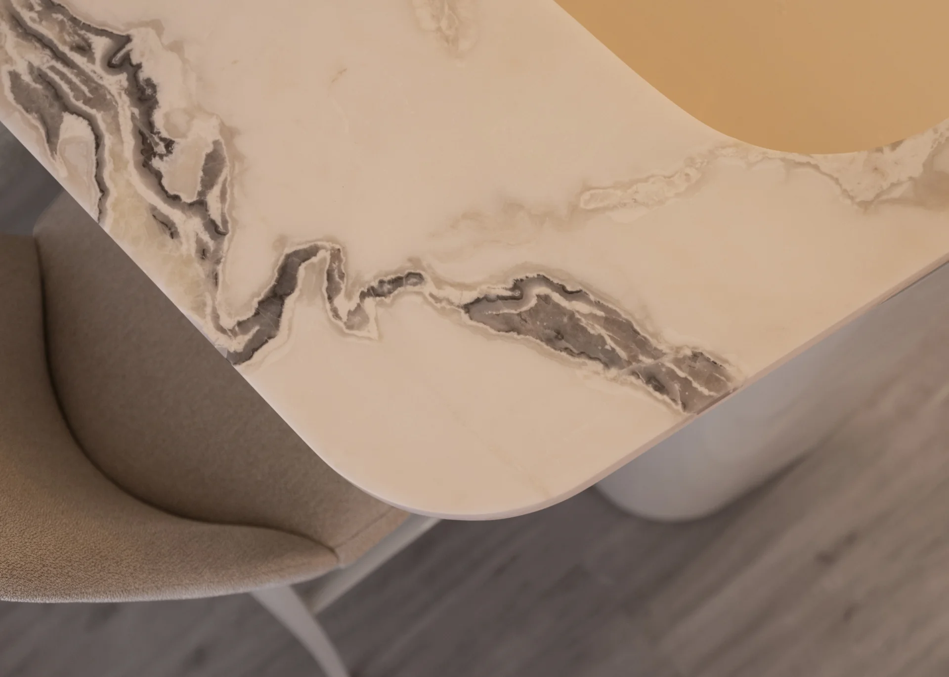 Top view of marble coffee table