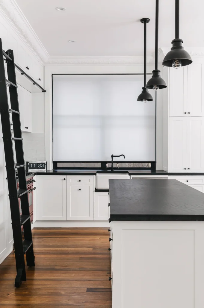 Sydney roller blinds installation in high quality kitchen