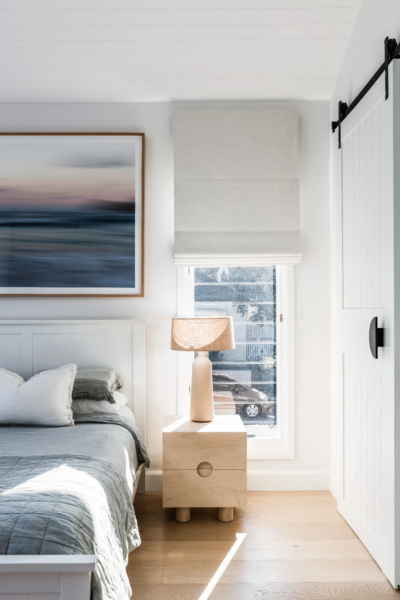 Roman blinds in bedroom area