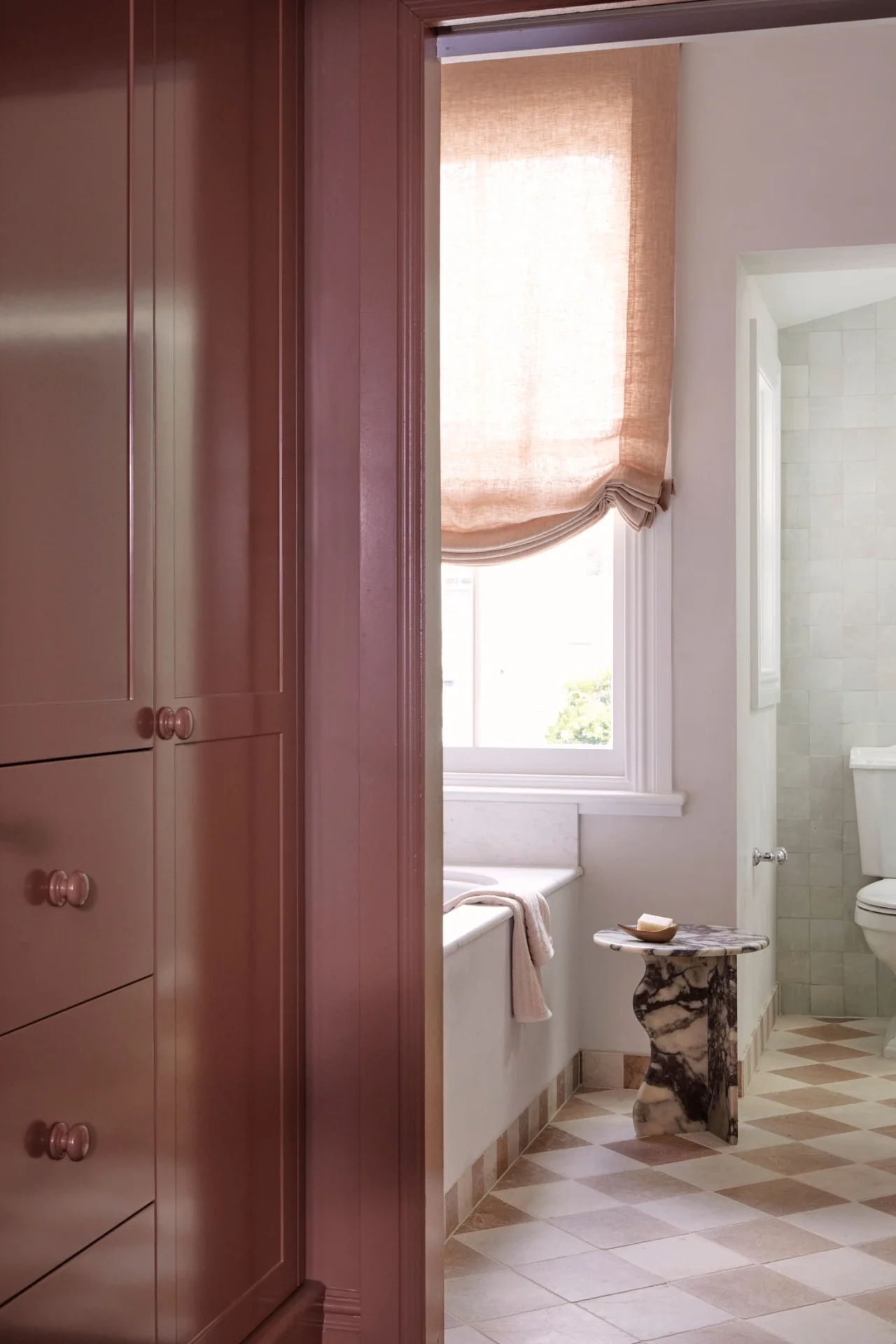 Roman blinds in bathroom area